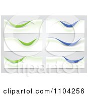 Poster, Art Print Of Six Wite Green And Blue Wave Banners