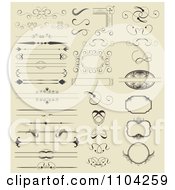 Poster, Art Print Of Ornate Rules Borders Dividers Frames And Design Elements On Beige