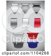 Poster, Art Print Of 3d Silver Chrome Black Red And Blue Ribbon Design Elements