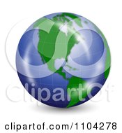 Poster, Art Print Of 3d Reflective Globe With North America