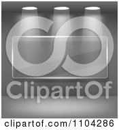 Poster, Art Print Of Ceiling Lights Shining Down On A Glass Show Case In Grayscale