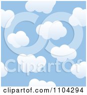 Poster, Art Print Of Seamless Blue Sky And Puffy White Cloud Background Pattern