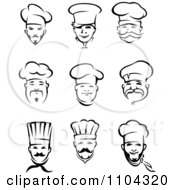 Clipart Black And White Happy Male Chefs Royalty Free Vector Illustration