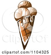 Clipart Melting Chocolate Waffle Ice Cream Cone Royalty Free Vector Illustration