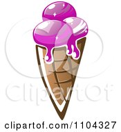 Clipart Melting Waffle Ice Cream Cone Royalty Free Vector Illustration