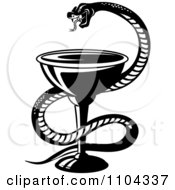 Black And White Medical Snake And Goblet Caduceus
