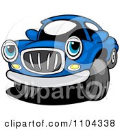 Clipart Skeptical Blue Car Royalty Free Vector Illustration