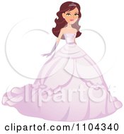 Poster, Art Print Of Beautiful Brunette Beauty Queen Woman Posing In A Pink Ball Gown