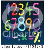 Poster, Art Print Of Colorful Spaghetti Numbers And Math Symbols On Blue