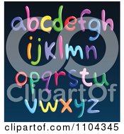 Poster, Art Print Of Colorful Spaghetti Lowercase Letters On Blue