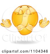 Poster, Art Print Of Meditating Yellow Emoticon Smiley Face Floating