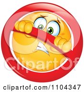 Poster, Art Print Of Yellow Emoticon Smiley Face In A Restricted Symbol