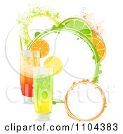 Highball Cocktails With Lemon Orange And Lime Slices And Grunge Circles