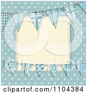 Poster, Art Print Of Patterned Bunting Flags And Polka Dots On Blue With Copyspace