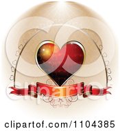 Poster, Art Print Of Wedding Anniversary Or Valentines Day Background Of A Red Heart And Banner 1