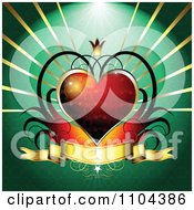 Poster, Art Print Of Wedding Anniversary Or Valentines Day Background Of A Red Heart And Banner 2