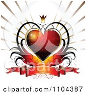 Clipart Wedding Anniversary Or Valentines Day Background Of A Red Heart And Banner 3 Royalty Free Vector Illustration