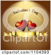 Poster, Art Print Of Romantic Golden Heart Background With Valentines Day Text 2