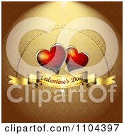 Poster, Art Print Of Romantic Golden Heart Background With Valentines Day Text 4