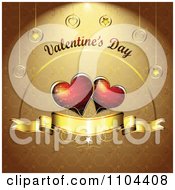 Poster, Art Print Of Romantic Golden Heart Background With Valentines Day Text 3