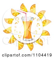 Poster, Art Print Of Circle Of Orange Slices Around Juice