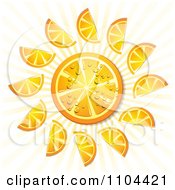 Orange Slices With Droplets Rays And Circles 3