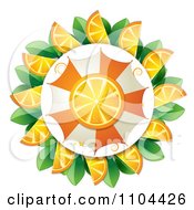 Orange Slice And Umbrella Circled By Wedges And Leaves