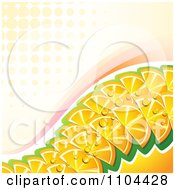 Poster, Art Print Of Wave Of Juicy Orange Slices With Swooshes And Halftone