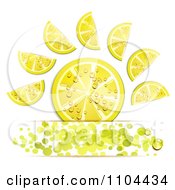 Poster, Art Print Of Juicy Lemon Slices And Green Dots Over Copyspace