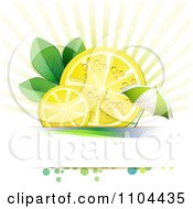 Poster, Art Print Of Juicy Lemon Slices And Leaves With An Umbrella Over Copyspace