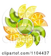 Poster, Art Print Of Circle Of Kiwi Lemon And Orange Slices A Natural Circle