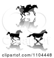 Poster, Art Print Of Silhouetted Running Horses And Shadows