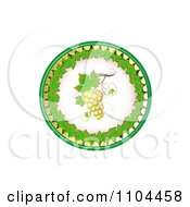 Poster, Art Print Of Circle Of White Grapes And Grene Leaves 1