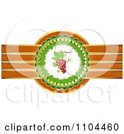 Poster, Art Print Of Leaf Circle With Red Grapes And A Ribbon Of Gold And Orange