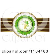 Poster, Art Print Of Leaf Circle With White Grapes And A Ribbon Of Gold And Brown