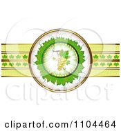 Poster, Art Print Of Leaf Circle With White Grapes And A Ribbon Of Gold And Leaves
