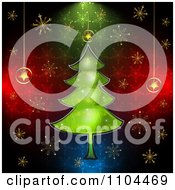 Clipart Christmas Background With A Green Tree And Snowflakes Over Colors Royalty Free Vector Illustration by merlinul