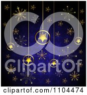 Poster, Art Print Of Christmas Background Of Gold Star Ornaments And Snowflakes On Blue 1