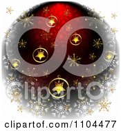 Poster, Art Print Of Christmas Background Of Gold Star Ornaments And Snowflakes On Red And White