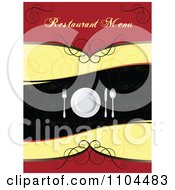 Poster, Art Print Of Restaurant Dining Menu Template With Silverware And A Plate 1