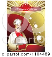 Poster, Art Print Of Restaurant Dining Menu Template With A Chef Silverware And Plates
