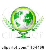 Clipart Green Globe With A Pedestal And Branches Royalty Free Vector Illustration