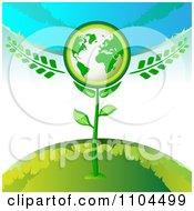 Clipart Green Globe Plant With Branches Royalty Free Vector Illustration