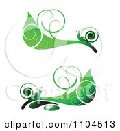 Poster, Art Print Of Ornate Swirl Leaves And Snails Design Elements 4