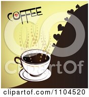 Clipart Text Over A Hot Coffee Cup With Steam And Hearts Royalty Free Vector Illustration