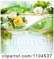 Clipart Rose Background With Dew Drops And Green Tiles Royalty Free Vector Illustration by merlinul