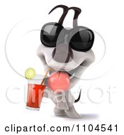 Clipart 3d Jack Russell Terrier Dog Drinking Iced Tea And Wearing Sunglasses 1 Royalty Free CGI Illustration