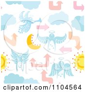Poster, Art Print Of Seamless Angel Moon Cloud And Arrow Background Pattern