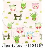 Clipart Seamless Lamb Fence And Grass Background Pattern Royalty Free Vector Illustration