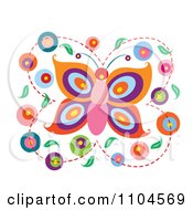 Poster, Art Print Of Butterfly With Circles And Leaves